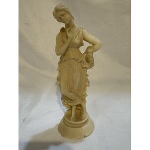 VINTAGE NORLEANS RESIN Woman w/ flowers figurine, made italy Marked